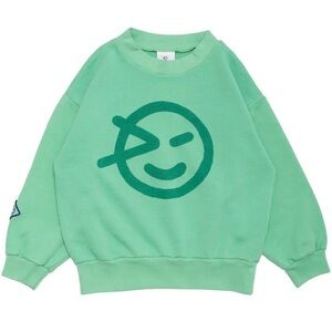 Wynken Slouch Sweatshirt Smiley face Logo Kids 4 Years Tropical Green New Unisex